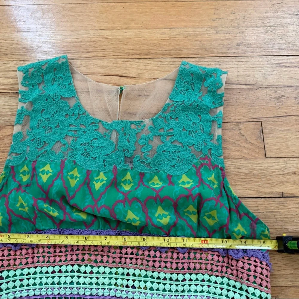 Hemant & Nandita Anthropologie Mintzita Maxi Dress Green Silk Large - Picture 7 of 9
